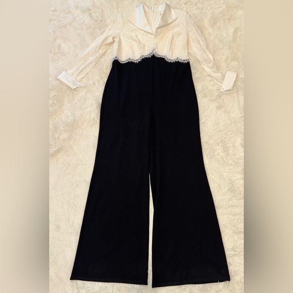 NEW Tadashi Shoji Deacon Collar ivory black Jumpsuitsz 16 - Picture 4 of 7